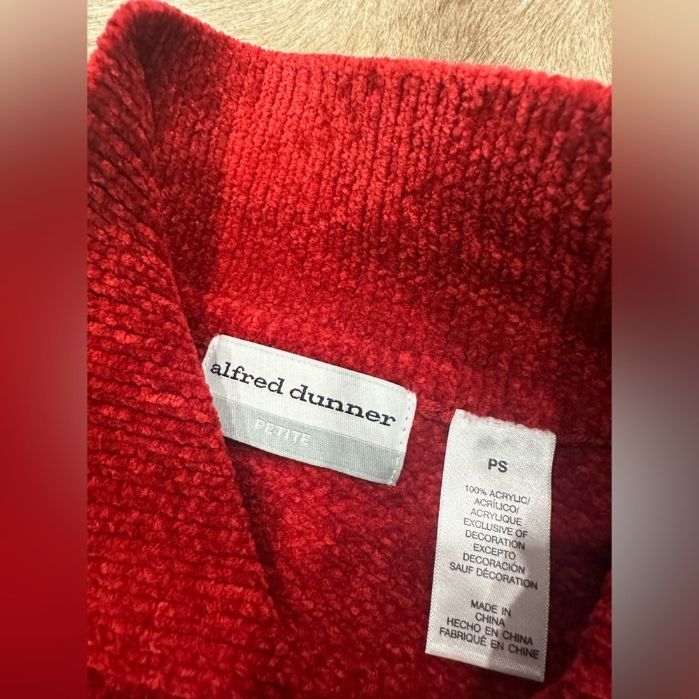 Vtg Alfred Dunner Sweater Holiday Floral Embroidered Collared Granny Core PS Red - Picture 4 of 6